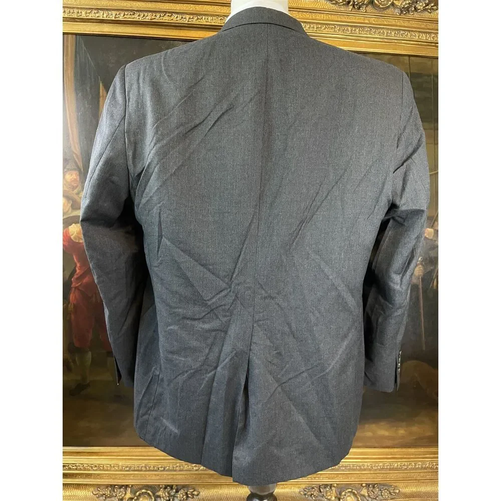 Lauren Ralph Lauren 44R‎ 100% Wool Gray Hopsack Blazer Jacket Sport Coat *FLAWS*